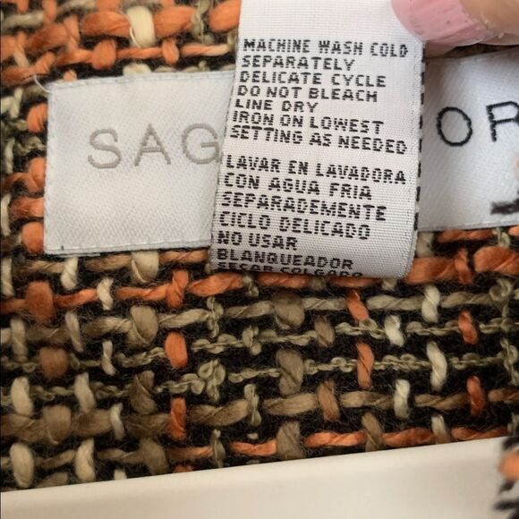 Sag Harbor Women's Orange and Brown Tweed Blazer Cardigan Open Front Size 12T - Picture 8 of 8